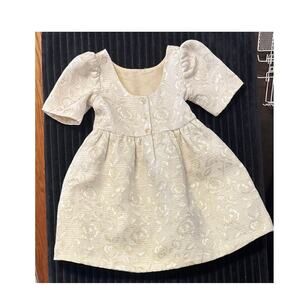 NWT Janie and Jack Metallic Floral Jacquard Dress Size 6 Cream and Sugar